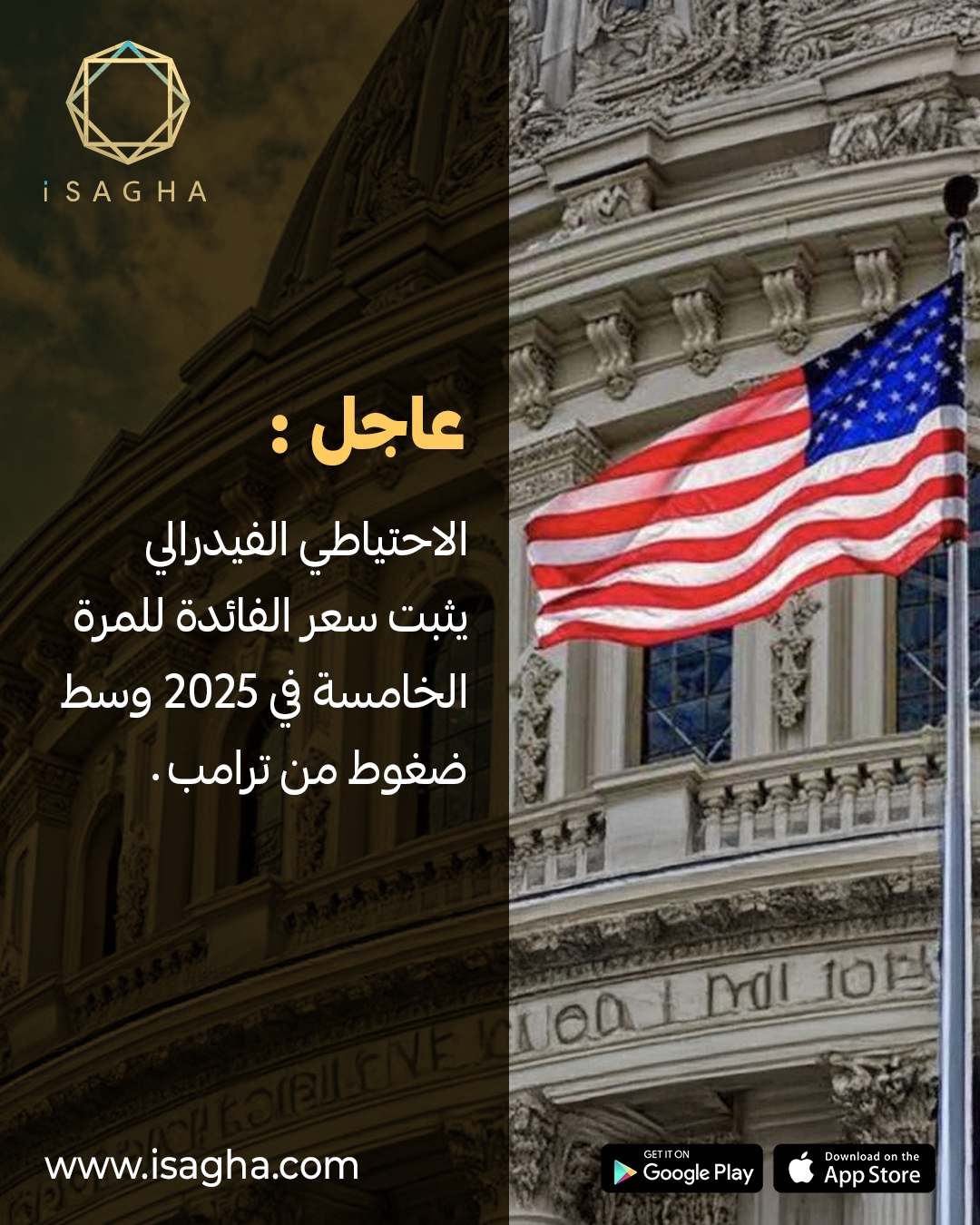 الاحتياطي الفيدرالي يثبت أسعار الفائدة للمرة الخامسة في 2025 وسط ضغوط متواصلة من الرئيس الأمريكي دونالد ترامب