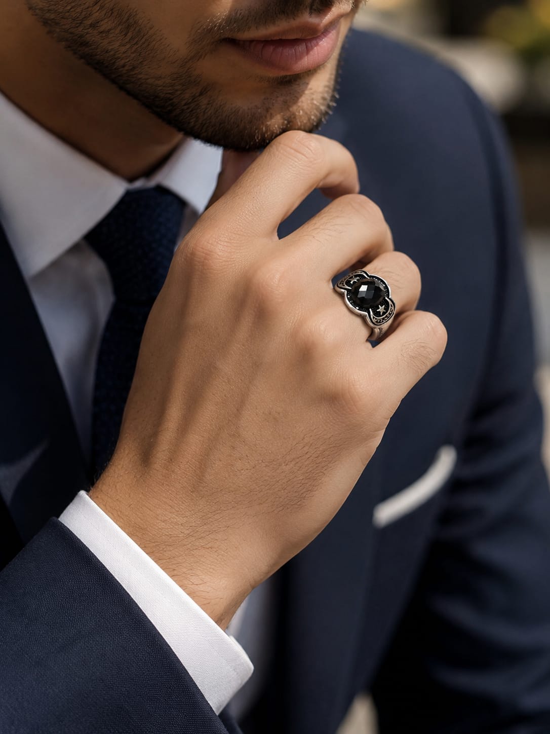 خاتم رجالى فضة عيار 925 1305